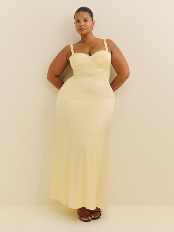 Britney Satin Dress Es - Buttercup